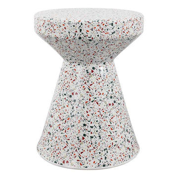 Xenia 17.75" Modern Bohemian Terrazzo Indoor/Outdoor Drum Accent Table - JONATHAN Y
